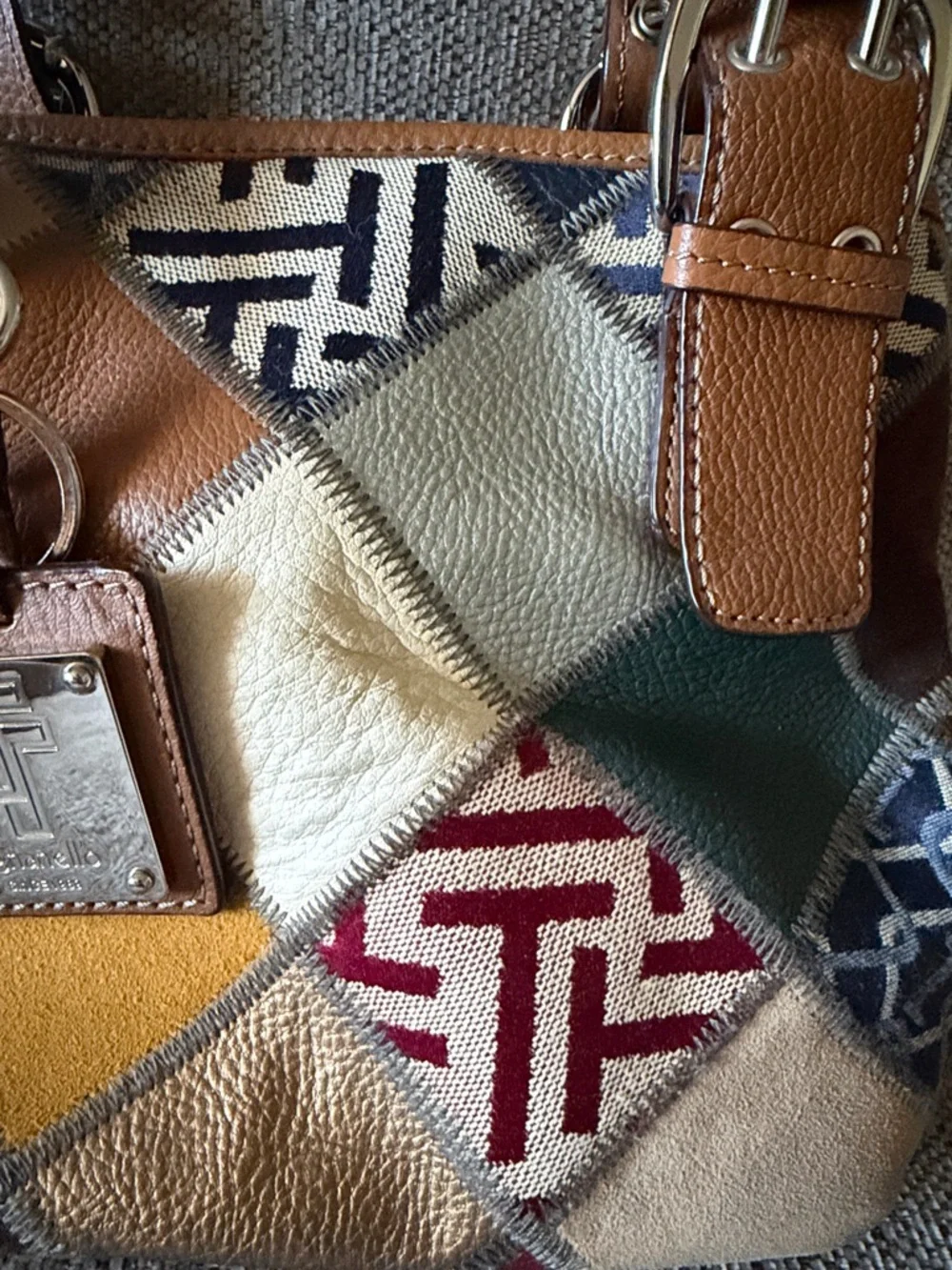 Vintage Tignanello Patchwork Satchel Tote